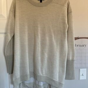 J. Crew Cream Crew Neck Sweater with Relaxed Fit and High-Low Hem